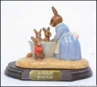 Royal Doulton Bath Night Bunnykins figurine group 2529/5000 on plinth base