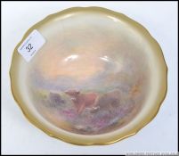 An Royal Worcester cabinet dish decorated with Highland Cattle painted by Harry Stinton,