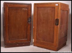 A pair of mid 20th century Air Ministry military industrial bedside wooden lockers,