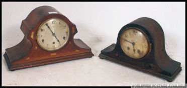 An early to mid 20th century Hamburg and America oak cased mantle clock along with another similar
