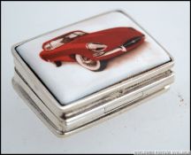 A good 925 white metal ( marked 925 for silver ) and enamel topped pill box,