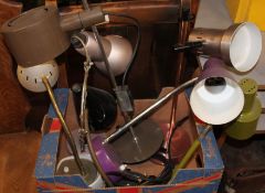 A collection of both vintage and retro table / desk lamps to include anglepoise style, goose neck,