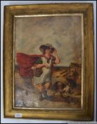 A framed early 19th century continental possibly Dutch / Flemish school oil on canvas of a young