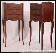 A good early 20th century pair of French oak bedside chests / cabinets.