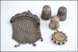 A collection of silver items to include a fabulous silver hallmarked compass by Rattray & Co,