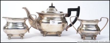 A silver plated tea service of good quality comprising teapot, sugar bowl and creamer by Viners.