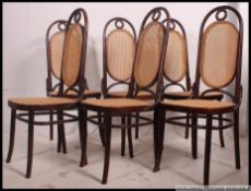 A good set of 6 20th century Thonet revival bentwood dining chairs - cafe chairs raised on turned