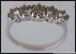 18CT white gold five stone diamond ring
