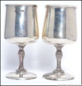 A pair of silver hallmarked goblets. Hal