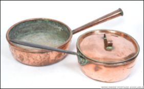 2 Victorian large copper saucepans. Both