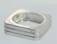 An Art Deco style large contemporary 925 silver ring. Weight 11g. Size R.
