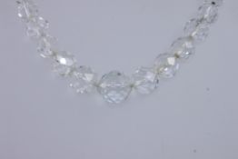 A 1930s Art Deco Czech crystal glass bead necklace with faceted round graduated crystal glass beads