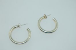 A pair of 925 silver hoop earrings with push post backs. Weight 7.