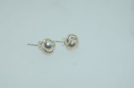 A pair of 925 silver stylized knot ball earrings with push post backs. Weight 3.