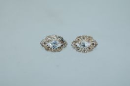 A pair of 925 silver filigree earrings set with CZ with push post backs. Weight 3.