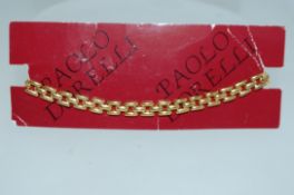 A Paolo Dorelli gold plated gate link chain bracelet with invisible clip clasp. original sales card.