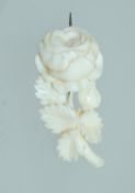 Withdrawn. A vintage bone brooch carved in the form of a single rose with C clasp.Measures 4cms.