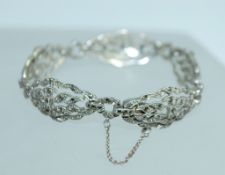 An early 20th century German 935 silver marcasite bracelet with stylized marcasite set links and