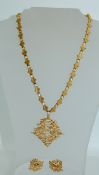 A good vintage D Orlan necklace and earrings suite Marked D Orlan 1757 consisting of a stylized