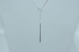 A contemporary designer 925 silver necklace with thread through snake chain terminating in a