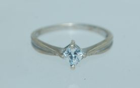 A 925 silver ring set with clear square cut stone and fluted shoulders. Size M. Weight 1.