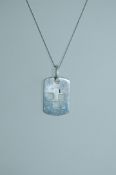 A contemporary designer 925 silver pendant necklace strung with an a cut out crucifix cross pendant