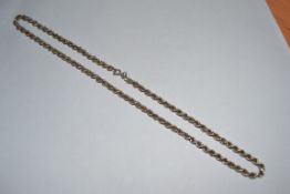 A 925 silver rope chain necklace with ring hoop clasp. Weight 10g. Measures 17cms.