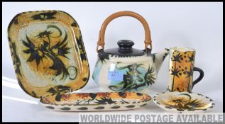 A collection of celtic pottery - Cornwall to include a teapot trays,