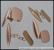 A pair of vintage 9ct gold Chester hallmarked cufflinks maker HH&S together with a pair of gilt
