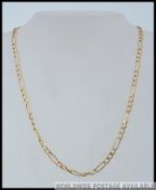 A hallmarked 9ct gold Italian Figaro link chain necklace with spring hoop clasp.