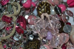 A collection of white metal and other ladies costume jewellery necklaces featuring bead and pendant
