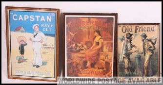 3 x Repro prints, 'Old Friend', 'Capstan' and 'Cinderella' Cigarettes.