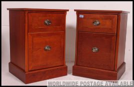 A pair of good quality Edwardian style inlaid bedside chest of drawers / cabinets by Olympus