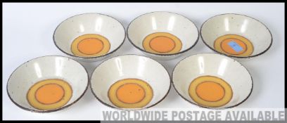 A collection of six Midwinter dessert bowls in the Stonehenge pattern,