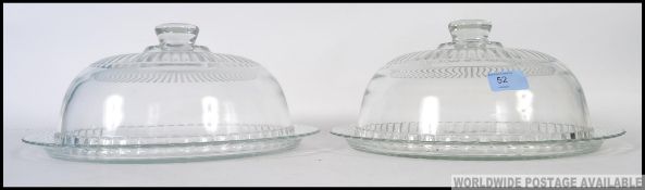 2 fabulous large 20th century cut glass cloches / cloche.