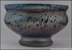 A Royal Brierley loetz style iridescent form glass fruit bowl with overlays having stamp to the