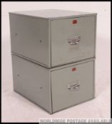 A pair of vintage retro metal industrial large filing / index drawers.