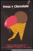 A rare Cuban issue film poster for ' Fresa Y Chocolate ' (Strawberrys and Chocolate).