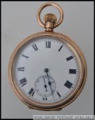 A vintage American Waltham USA 10ct gold plated pocket watch having open faced with subsiduary