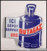 An original vintage French double sided Butagaz ICI enamel shop display sign.
