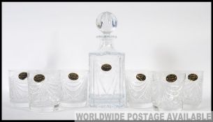 A set of ' Cristal ' whiskey decanter and glasses drinking crystal set.