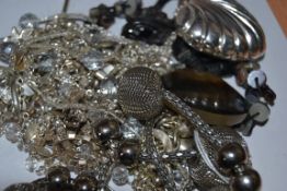 A collection of white metal and other ladies costume jewellery necklaces featuring bead and pendant