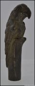 Bronze Walking Stick Handle in the form of a Parrot h13cm