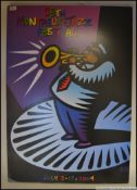 A large mounted on board advertising poster for The Montreux Jazz Festival,