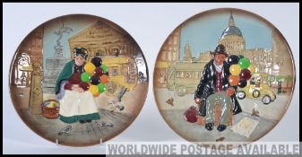 2 Royal Doulton plates one being ' Balloon Man ' plate D6655 together with The Old Balloon seller