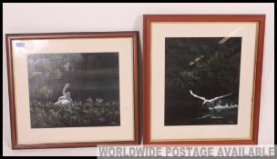 Allen, Lewis; 20th century. Two paintings of wildlife water scenes.