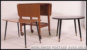 A decent pair of vintage / retro occasional tables on ebonised atomic style legs + A vintage two