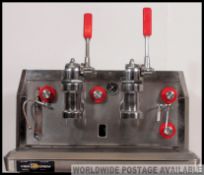 A retro 1970's Visacrem chrome and red professional Barrista Italian coffee espresso machine,