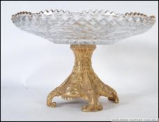 A continental cut glass and gilt metal based taza fruit bowl.