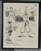Arthur Laird (?), Comedic golfing illustration in the 1920's style. Framed and glazed.